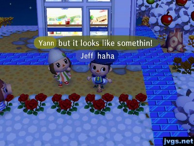 Yann, to Jeff (standing behind a sapling): But it looks like something!