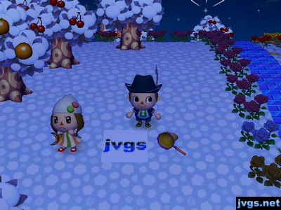 My JVGS logo on a pattern on the ground, with a net just to the right of it.