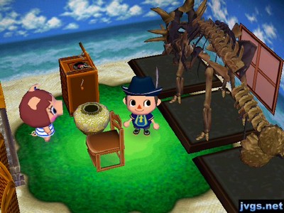 Peggy's crowded house filled with fossils and other furniture. There isn't much room to walk.