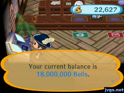 Your current balance is 18,000,000 bells.