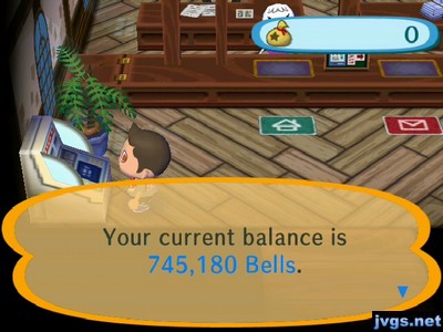 Your current balance is 745,180 bells.