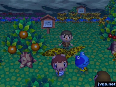 Peggy and Jeremiah outside in the rain, both holding up leopard umbrellas!