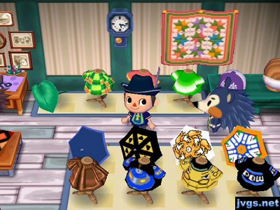 Three green items for sale in Able Sisters.