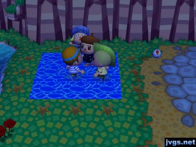 The four of us pushing each other during a sumo match.