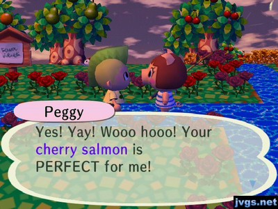 Peggy: Yes! Yay! Wooo hooo! Your cherry salmon is PERFECT for me!