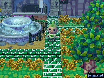 My green brick path near my fountain.