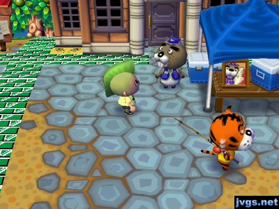 Chip stands near his tent outside of town hall, as Rowan walks by.