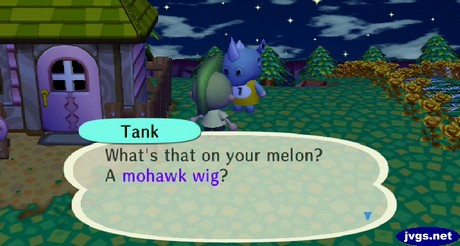 Tank: What's that on your melon? A mohawk wig?