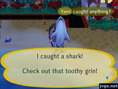 I caught a shark! Check out that toothy grin!