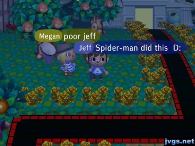 Jeff, wearing a bandage: Spider-man did this.