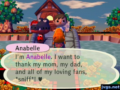 Anabelle: I'm Anabelle. I want to thank my mom, my dad, and all of my loving fans, *sniff*!
