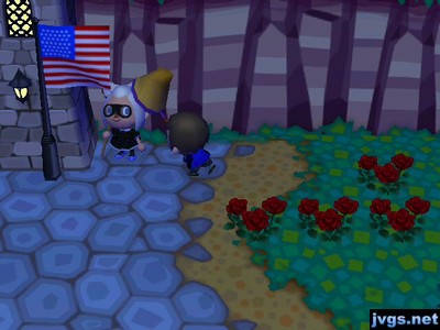 Hitting Megan with a net.