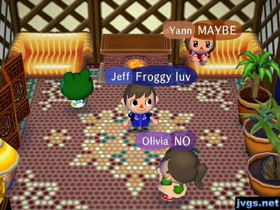 Jeff: Froggy luv. Olivia: NO.