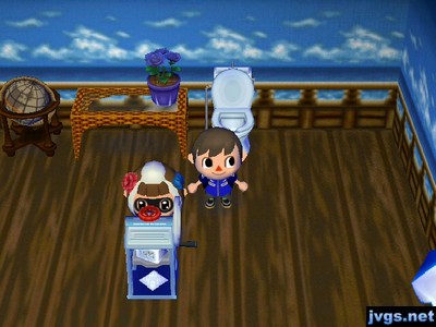 Megan and Yann merged, with white hair and yet brown bangs.