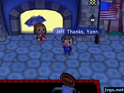 Thanking Yann as she arrives in Forest.