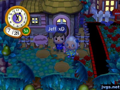 Bouncing around outside of Del's house.