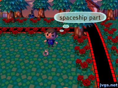 The spaceship part from the UFO on the ground.