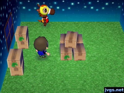 Victoria in her house, with her belongings all packed up in boxes.