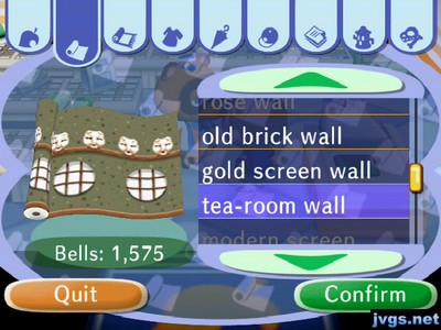 The tea-room wall as seen in the catalog. Cost: 1,575 bells.