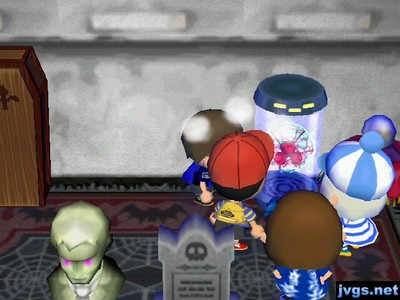 Us sighing on the Metroid, trying to fog up the glass.