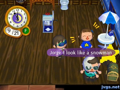 Jorge, who was merged with Megan's white hair: I look like a snowman.