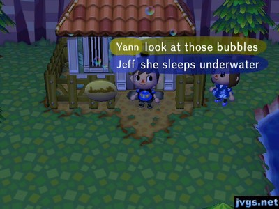 Bubbles in front of Jambette's house.