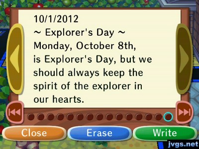 ~Explorer's Day~ Monday, October 8th, is Explorer's Day, but we should always keep the spirit of the explorer in our hearts.