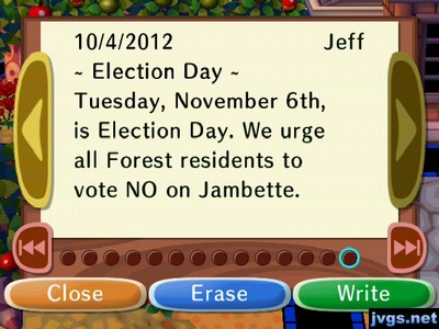 -Election Day- Tuesday, November 6th, is Election Day. We urge all Forest residents to vote NO on Jambette.
