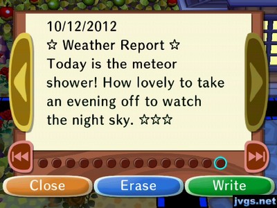 *Weather Report* Today is the meteor shower! How lovely to take an evening off to watch the night sky. ***