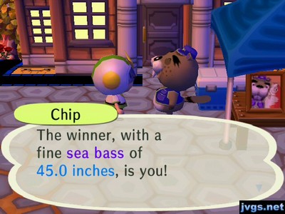 Chip: The winner, with a fine sea bass of 45.0 inches, is you!