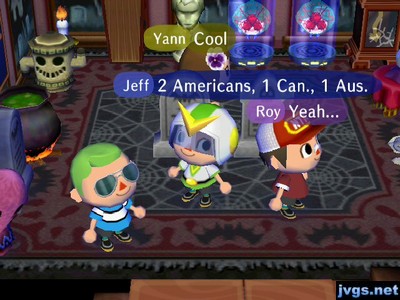 Jeff: 2 Americans, 1 Canadian, 1 Australian.