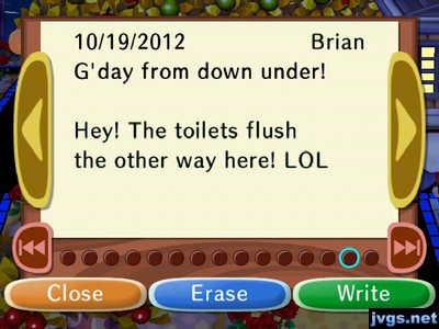 G'day from down under! Hey! The toilets flush the other way here! LOL -Brian