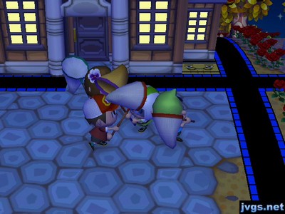 The four of us engaged in a net fight outside of town hall in ACCF.