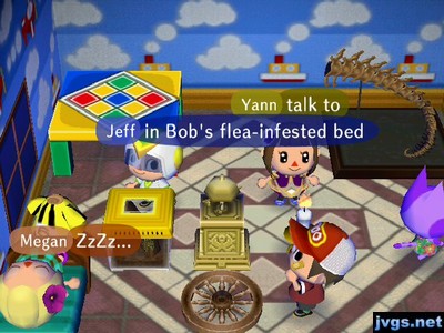 Jeff: In Bob's flea-infested bed.