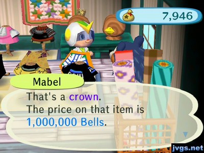 Mabel: That's a crown. The price on that item is 1,000,000 bells.