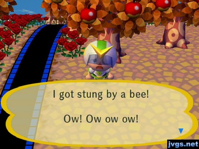 I got stung by a bee! Ow! Ow ow ow!