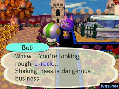 Bob: Whew... You're looking rough, J-rock... Shaking trees is dangerous business!