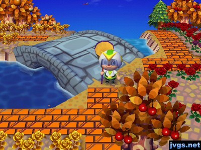 Standing by a bridge, admiring the orange and brown brick path.