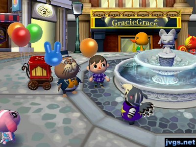 Me holding an orange balloon from Phineas (left of center) in the city.