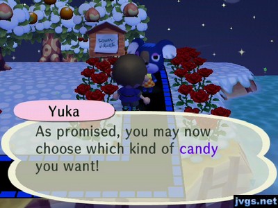 Yuka: As promised, you may now choose which kind of candy you want!
