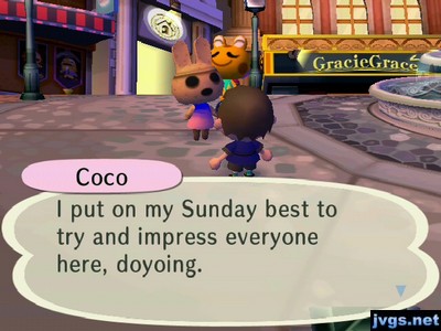 Coco: I put on my Sunday best to try and impress everyone here, doyoing.