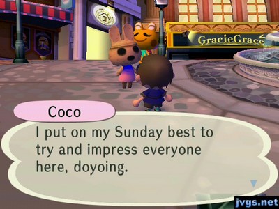Coco: I put on my Sunday best to try and impress everyone here, doyoing.