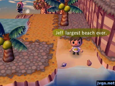 Jeff, on a tiny beach: Largest beach ever.