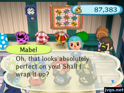 Mabel, to Jeff wearing the DimentioMask HDLC: Oh, that looks absolutely perfect on you! Shall I wrap it up?