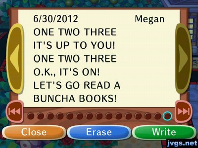 ONE TWO THREE, IT'S UP TO YOU! ONE TWO THREE, O.K., IT'S ON! LET'S GO READ A BUNCHA BOOKS!