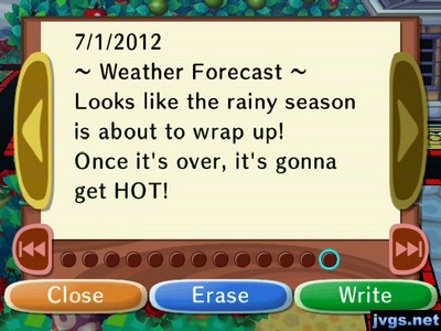 ~Weather Forecast~ Looks like the rainy season is about to wrap up! Once it's over, it's gonna get HOT!