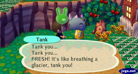 Tank: Tank you... Tank you... FRESH! It's like breathing a glacier, tank you!