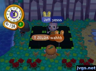 Jeff, celebrating a sumo win: Yesss! T Zelda: Wahhh.
