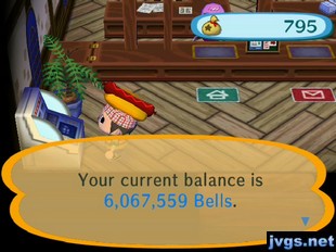 Your current balance is 6,067,559 bells.