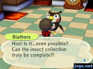Blathers: Hoo! Is it...even possible? Can the insect collection truly be complete?!